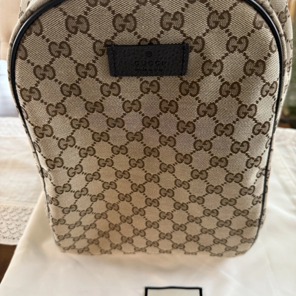 Gucci Tan and Brown Monogram Backpack